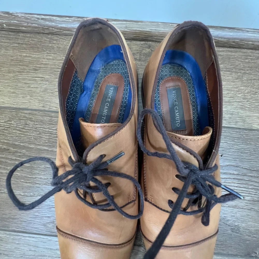 Vince Camuto Lamson Cap Toe Oxford Mens Dress Shoes Cognac 10.5 WIDE